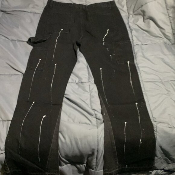 Gallery Dept Painted Black Denim Strap Jeans Men’s XL - Picture 3 of 3